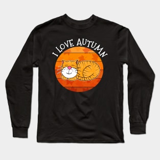 I Love Autumn Sleeping Cat Fall Thanksgiving Long Sleeve T-Shirt